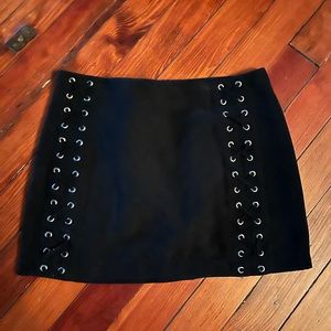 H&M black mini skirt with tied detailing, size US 10
